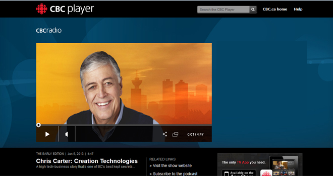 Creation Technologies Spotlighted on CBC's The Early Edition