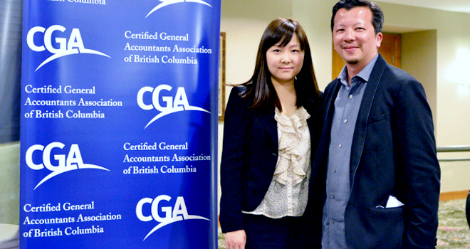 Michelle Li, CGA and Edwin Fok, CGA of Creation Technologies. Photo credit: Lawrence Chau, Fraser Heights Secondary.