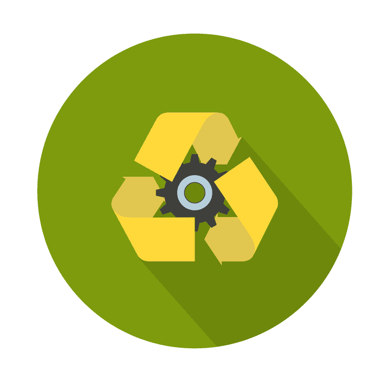 gear icon with recycling symbol