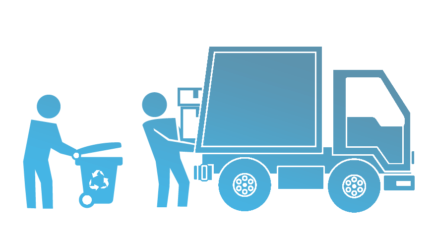 icon of loading truck with recycling containers