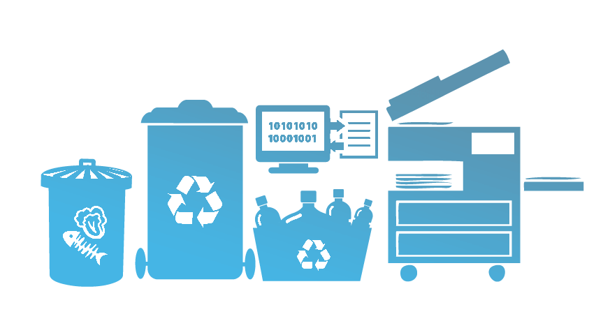 icon of trash and recycling containers