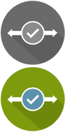 icon of two opposing arrows from checkmark